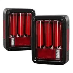 Spyder Jeep Wrangler (JK JKU) 07-18 Version 2 Light Bar Sequential Turn Signal LED Tail Lights - Red Clear