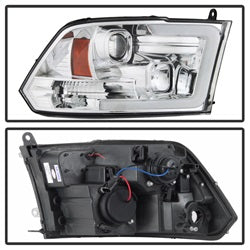 Spyder Dodge Ram 1500 09-18 / Ram 2500/3500 10-19 Version 2 Projector Headlights - Halogen Model Only - Light Bar DRL - Chrome
