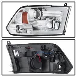 Spyder Dodge Ram 1500 09-18 / Ram 2500/3500 10-19 Version 2 Projector Headlights - Halogen Model Only - Light Bar DRL - Chrome