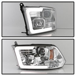 Spyder Dodge Ram 1500 09-18 / Ram 2500/3500 10-19 Version 2 Projector Headlights - Halogen Model Only - Light Bar DRL - Chrome