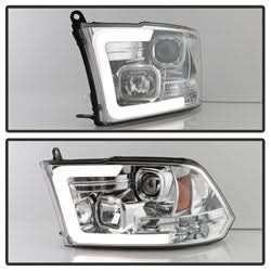 Spyder Dodge Ram 1500 09-18 / Ram 2500/3500 10-19 Version 2 Projector Headlights - Halogen Model Only - Light Bar DRL - Chrome