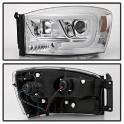 Spyder Signature Dodge Ram 1500/Ram 2500/Ram 3500 06-08 Light Bar DRL Projector Headlights Version 2 Chrome