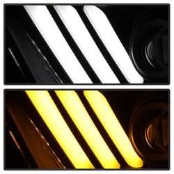 Spyder Ford Mustang 2010-2014 Halogen Model only (Does Not Fit HID Model) Light Bar Projector Headlights - LED Sequential Turn Signals - Black