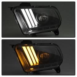 Spyder Ford Mustang 2010-2014 Halogen Model only (Does Not Fit HID Model) Light Bar Projector Headlights - LED Sequential Turn Signals - Black