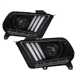 Spyder Ford Mustang 2013-2014 HID Model Only Projector Headlights - Sequential Turn Signal - Black