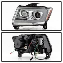 Spyder Signature Jeep Grand Cherokee 11-13 Chrome Light Bar Projector Headlights Halogen Models Only Will Not Fit Xenon/HID Model