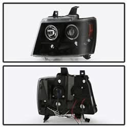 Spyder Signature Chevrolet Avalanche/Suburban 1500/Suburban 2500/Tahoe 07-13 Incl. High H1 And Low H1 Halo LED Projector Headlights Black