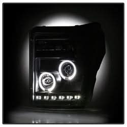 Spyder Signature Ford F-250 Super Duty/F-350 Super Duty/F-450 Super Duty 11-16 DRL Halo LED Projector Headlights Incl. High H1 And Low 9006
