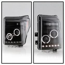 Spyder Signature Ford F-250 Super Duty/F-350 Super Duty/F-450 Super Duty 11-16 DRL Halo LED Projector Headlights Incl. High H1 And Low 9006