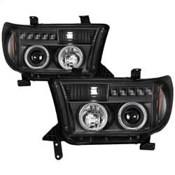Spyder Signature Toyota Sequoia/Tundra 08-13 Incl. High H1 And Low H1 Halo LED Projector Headlights Black