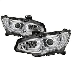 Spyder Signature Honda Civic 17-18 w/LED Sequential Turn Signal Lights Projector Headlights H1 Chrome