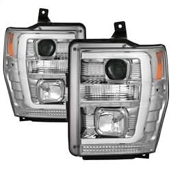 Spyder Signature Ford F-250 Super Duty/F-350 Super Duty/F-450 Super Duty 08-10 Version 2 Projector Headlights Chrome Incl. Low Beam-H7/High Beam-H1