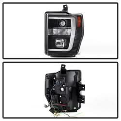 Spyder Signature Ford F-250 Super Duty/F-350 Super Duty/F-450 Super Duty 08-10 Version 2 Projector Headlights Black Incl. Low Beam-H7/High Beam-H1
