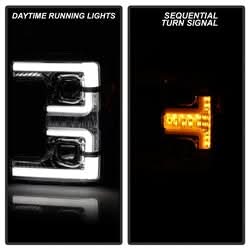 Spyder Signature Ford F-250 Super Duty/F-350 Super Duty/F-450 Super Duty 17-18 Incl. Low Beam-H7/High Beam-H1/Signal-LED Projector Headlights Chrome