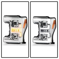 Spyder Signature Ford F-250 Super Duty/F-350 Super Duty/F-450 Super Duty 17-18 Incl. Low Beam-H7/High Beam-H1/Signal-LED Projector Headlights Chrome
