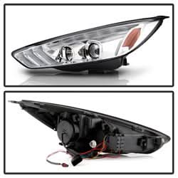 Spyder Signature Ford Focus 15-18 w/Sequential Turn Signal Projector Headlights Chrome Incl. Low Beam-H7/High Beam-H1/ Signal-LED