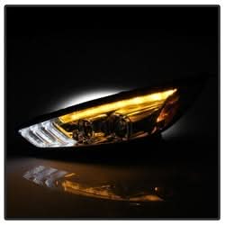 Spyder Signature Ford Focus 15-18 w/Sequential Turn Signal Projector Headlights Chrome Incl. Low Beam-H7/High Beam-H1/ Signal-LED