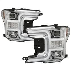 Spyder Ford F150 18-19 Halogen Model Only Projector Headlights - LED Sequential Turn Signal - Signal-LED - Chrome