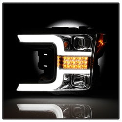 Spyder Ford F150 18-19 Halogen Model Only Projector Headlights - LED Sequential Turn Signal - Signal-LED - Chrome
