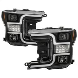 Spyder Ford F150 18-19 Halogen Model Only Projector Headlights - LED Sequential Turn Signal - Signal-LED - Black