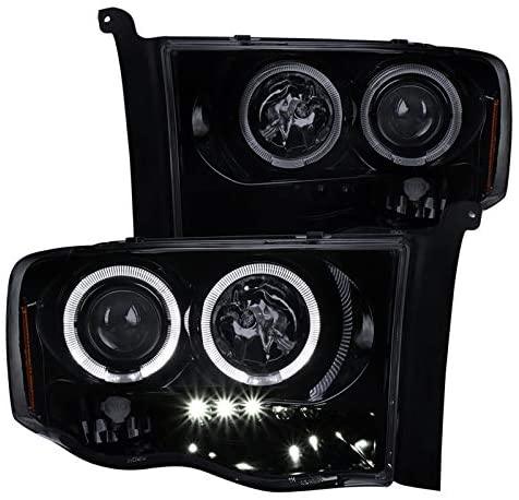 Spec-D Projector Headlights Ram 1500 (02-05) Ram 2500/3500 (03-05) Halo LED - Black / Chrome / Smoked