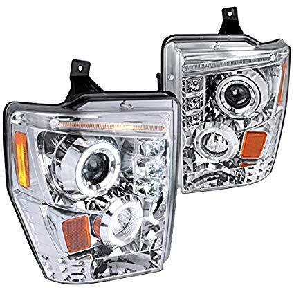 Spec-D Projector Headlights Ford F250 F350 F450 (08-10) Dual Halo LED - Black or Chrome