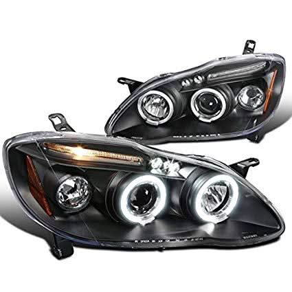 Spec-D Projector Headlights Toyota Corolla (03-08) w/ Dual LED Halo - Black or Chrome