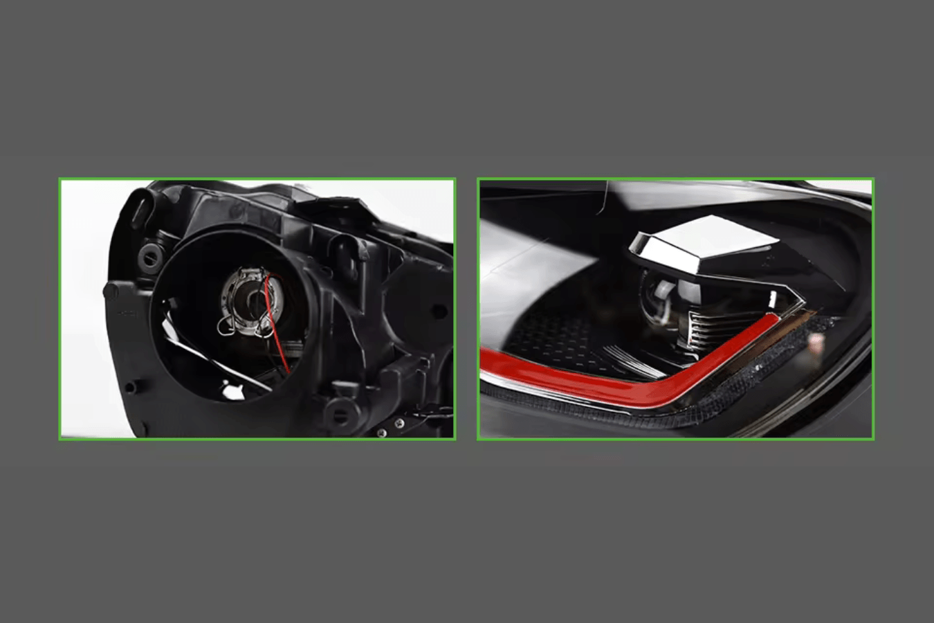 Volkswagen Golf MK6 Red, Silver, and Black Projector with Dynamic Signal LED Headlights (2009 - 2013) - K2 Industries