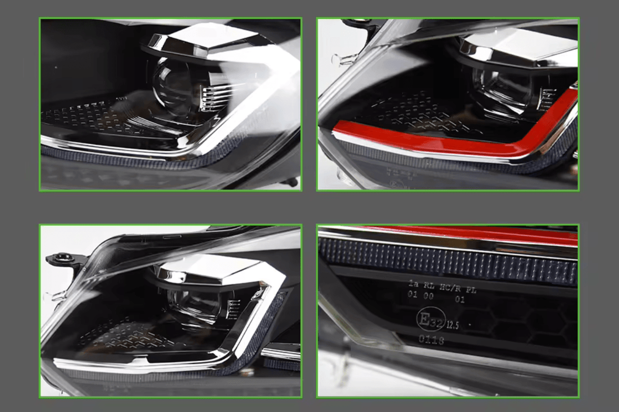 Volkswagen Golf MK6 Red, Silver, and Black Projector with Dynamic Signal LED Headlights (2009 - 2013) - K2 Industries