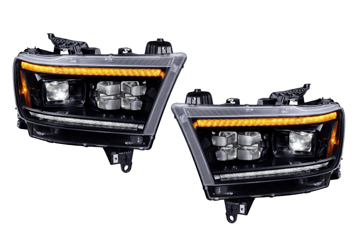 Dodge 1500 Ram Clear with Yellow DRL Infinite Series Led Headlights (2019 - 2022) - K2 Industries