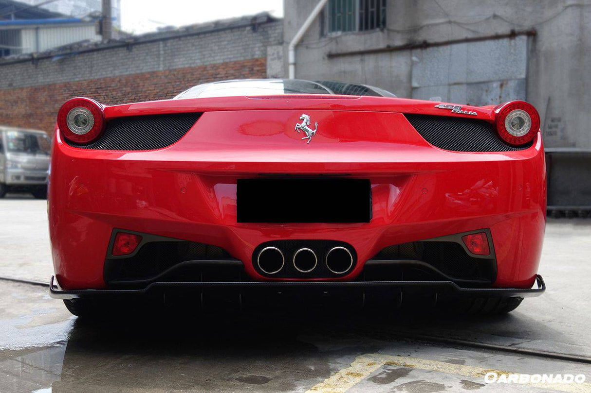 2010-2015 Ferrari Carbon Fiber Rear Lip Diffuser Carbonado (AV) Fits: 458 Italia and Spider