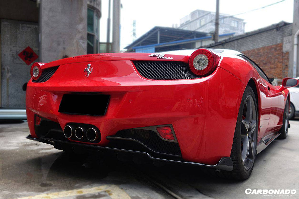 2010-2015 Ferrari Carbon Fiber Rear Lip Diffuser Carbonado (AV) Fits: 458 Italia and Spider