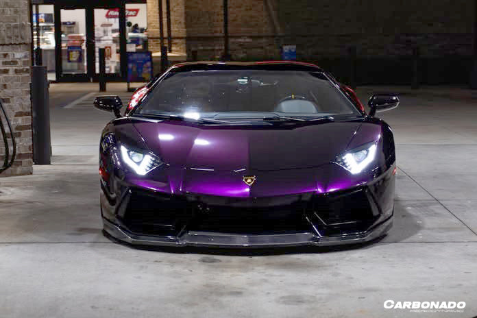 2011-2016 Lamborghini Aventador Style Carbon Fiber Front Lip Carbonado (DM) Fits: LP700 Coupe and Roadster