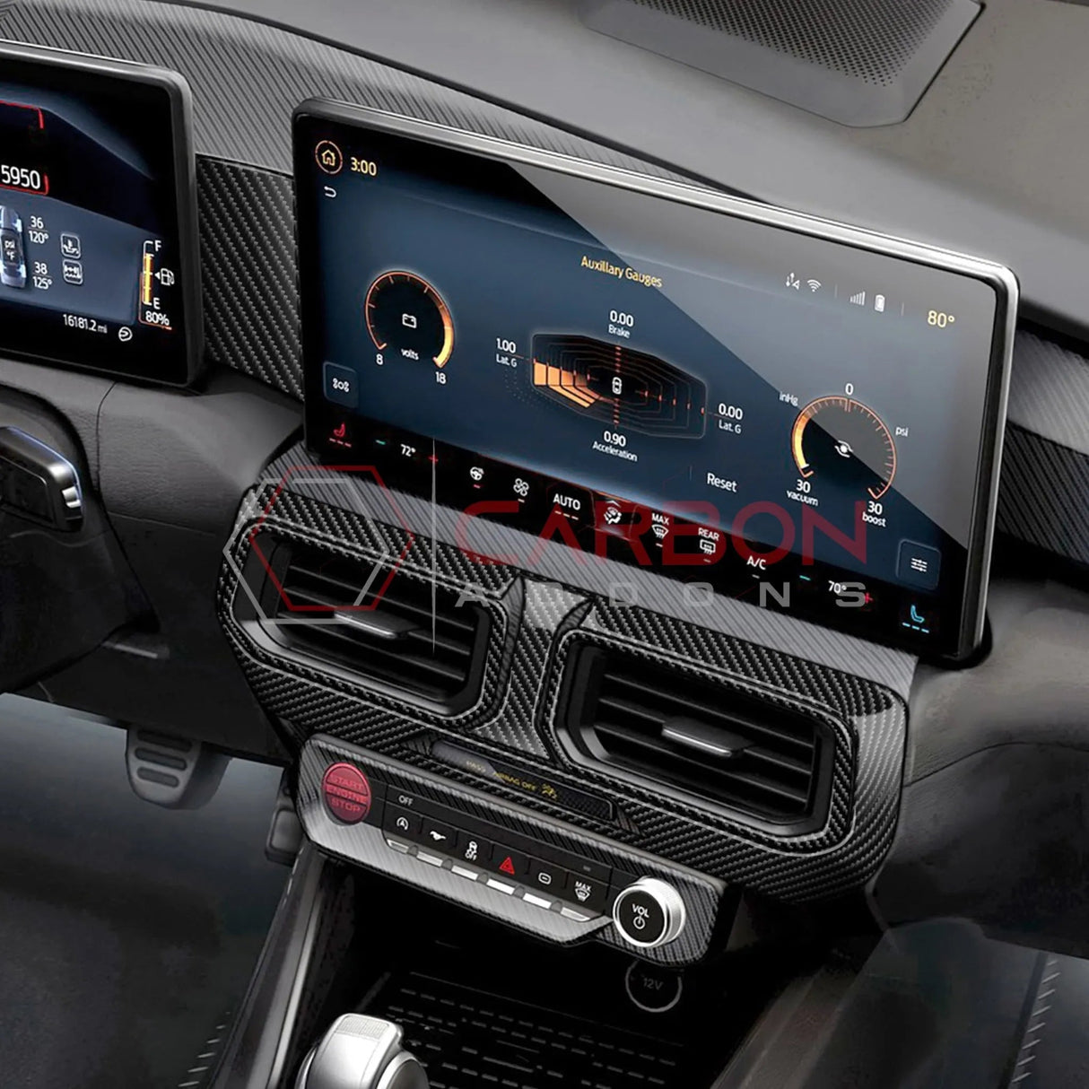 2024+ S650 Mustang Real Carbon Fiber Dash Center AC Vents Trim Overlays