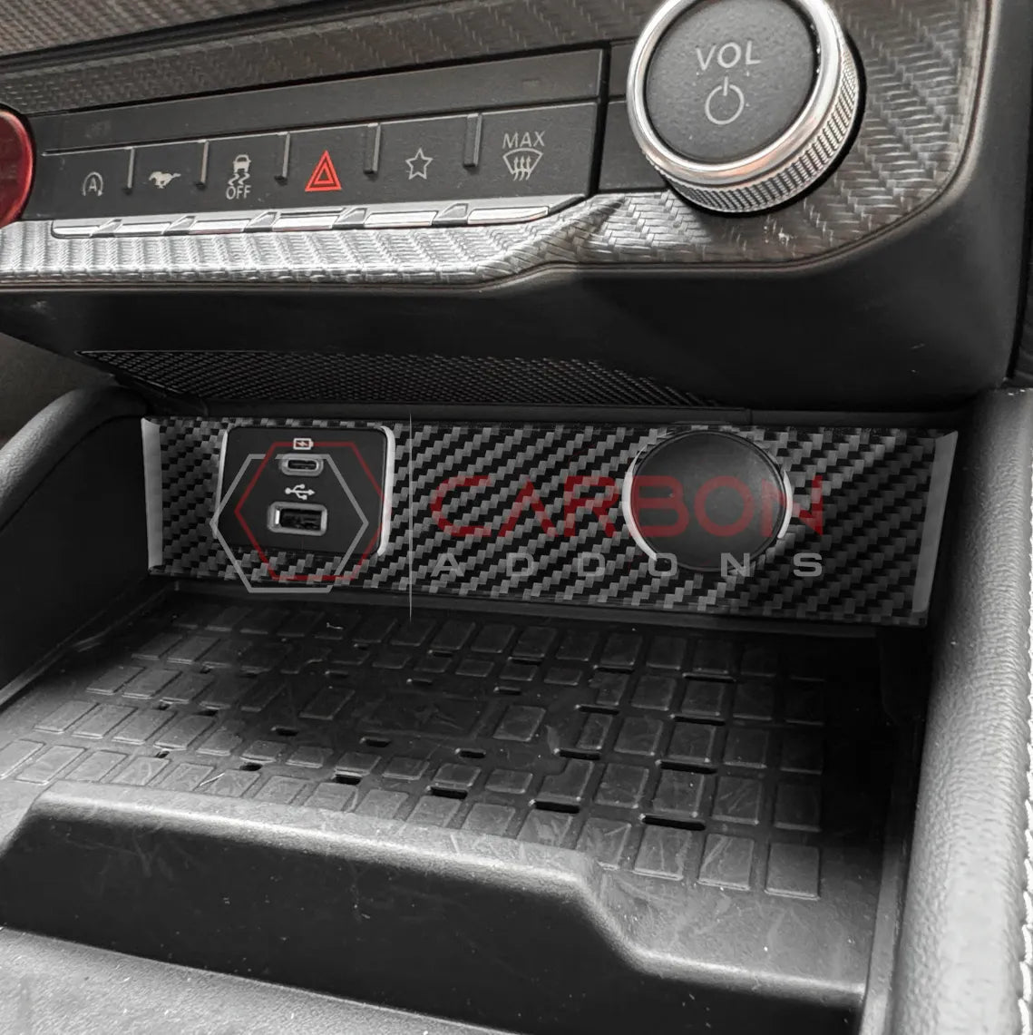 2024+ S650 Mustang Real Carbon Fiber USB/12v Outlet Trim Overlay