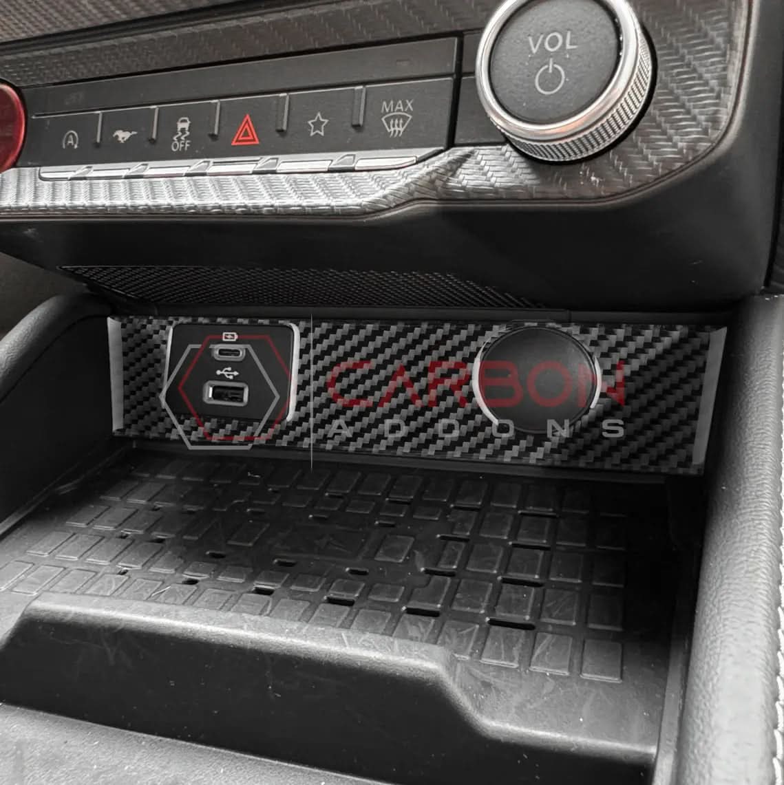 2024+ S650 Mustang Real Carbon Fiber USB/12v Outlet Trim Overlay
