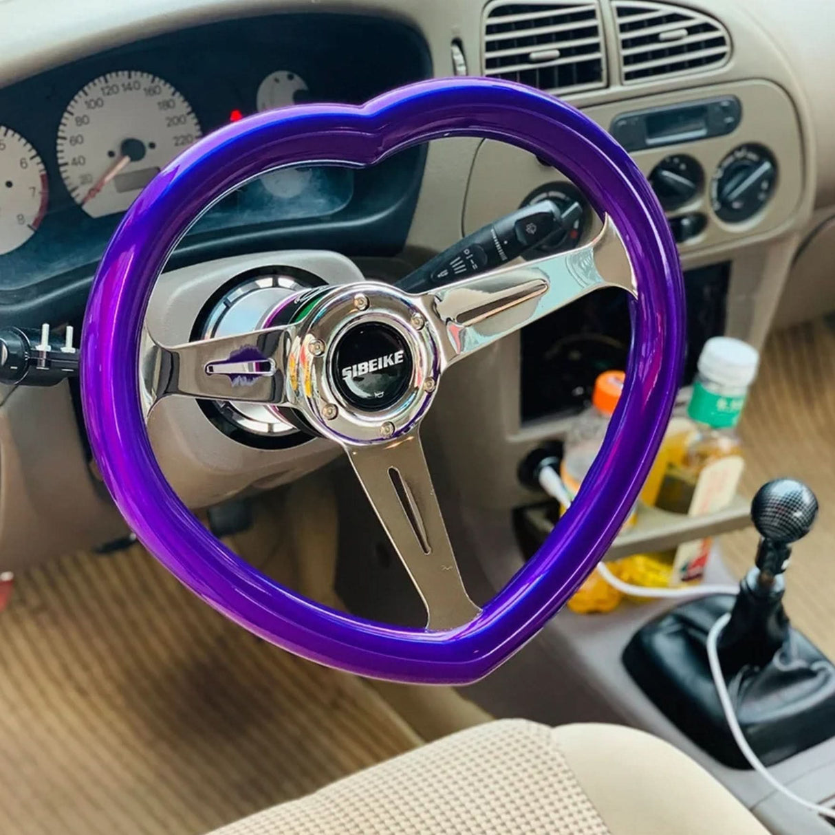 JDM Chrome Bracket Heart Shaped Steering Wheel