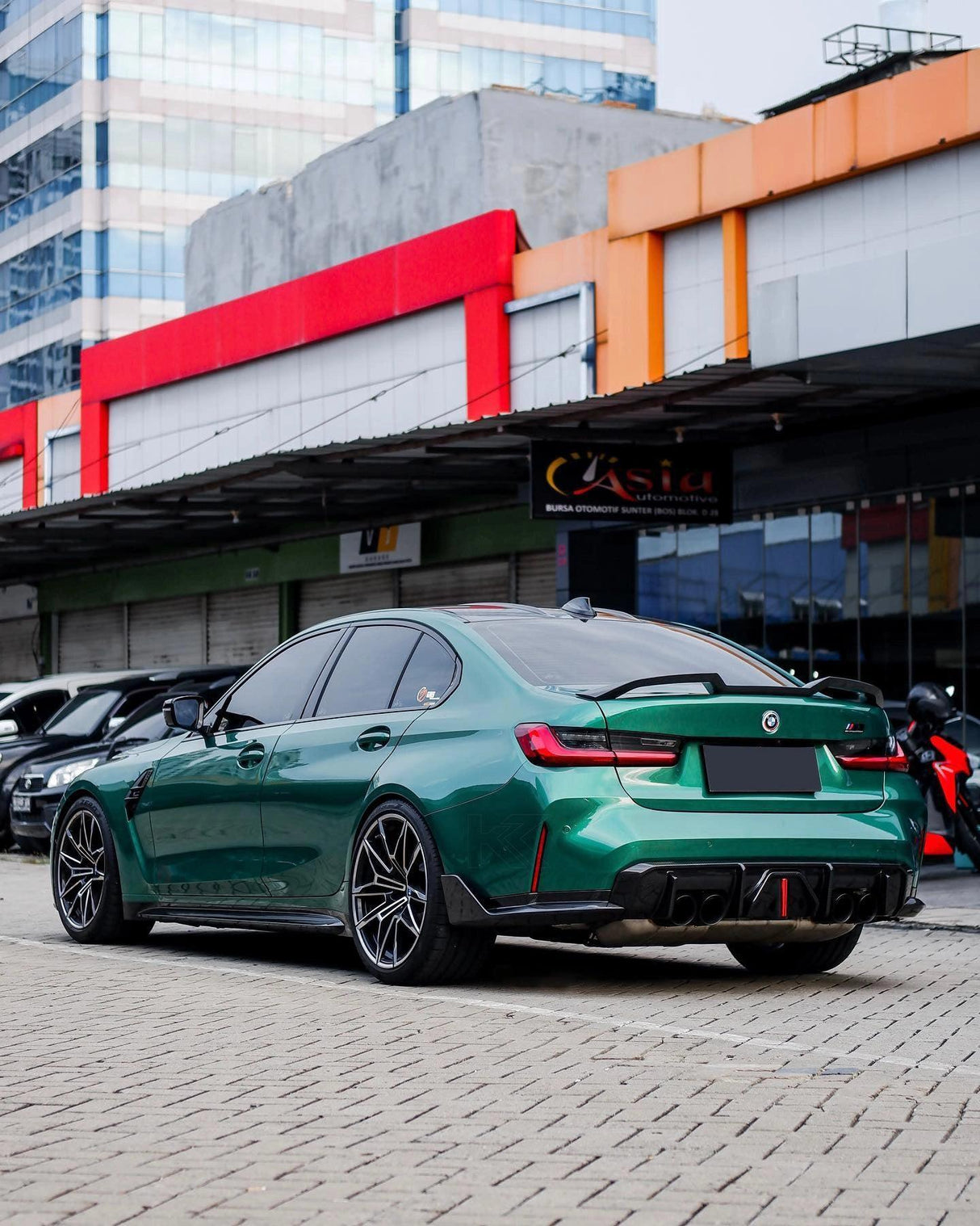 BMW 3 Series G80 M3 G82 G83 M4 Carbon Fiber Rear Diffuser with LED Lights (2019 - 2024) - K2 Industries