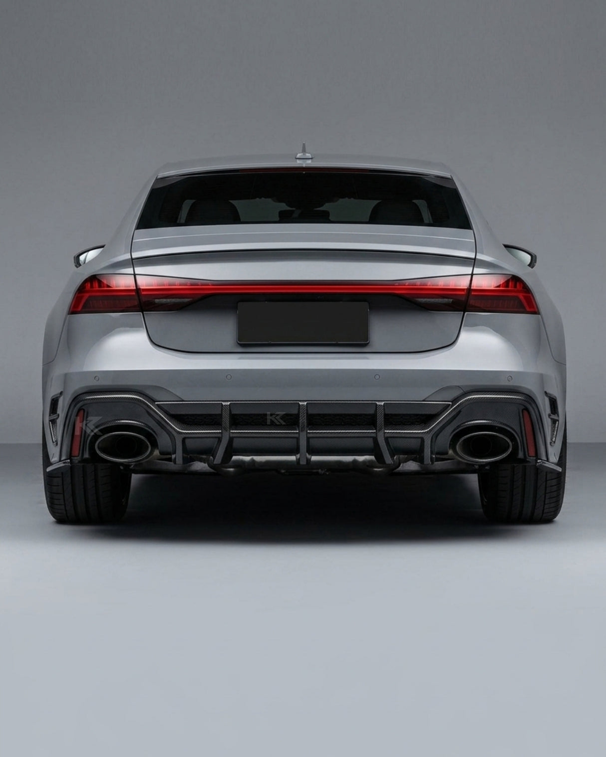 2020–2021 Audi RS7 C8 Sportback Finned Rear Bumper Lip – Dry Carbon Fiber