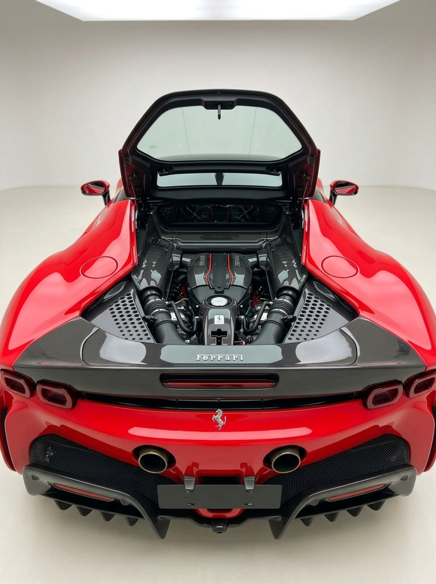2019+ Ferrari SF90 Stradale Polished Rear Spoiler - Dry Carbon Fiber