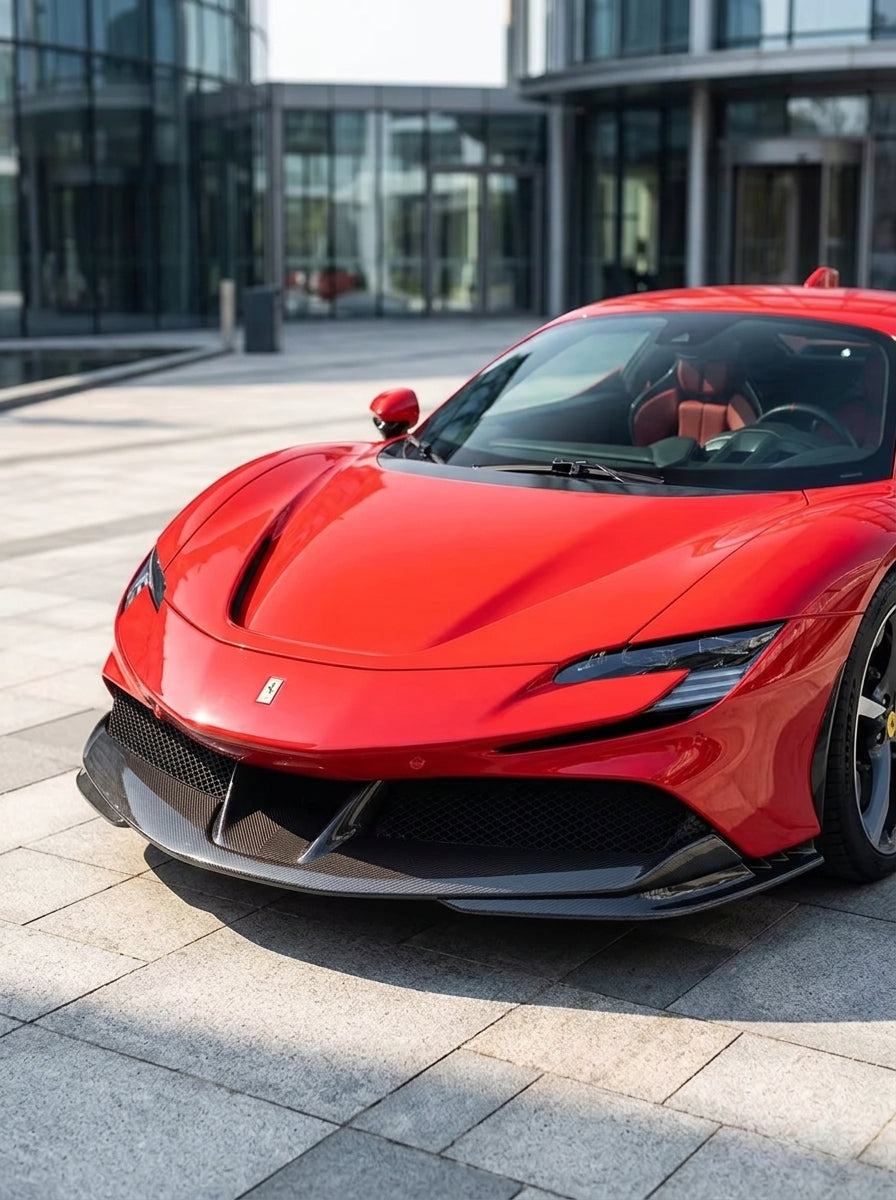 2019+ Ferrari SF90 OEM Style Bolt-On Side Corner Guards - Dry Carbon Fiber