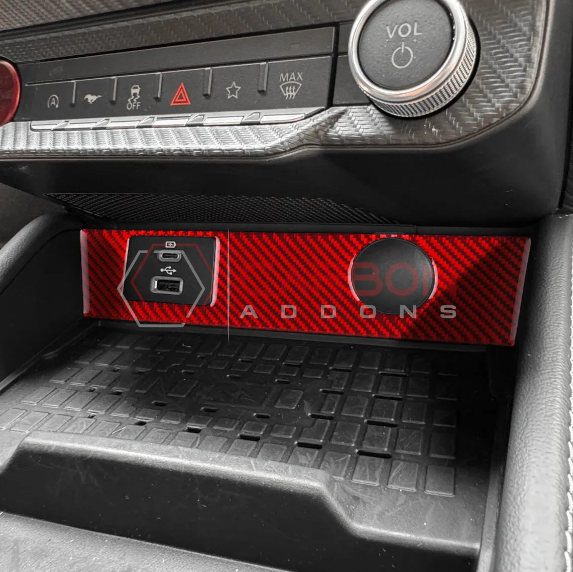 2024+ S650 Mustang Real Carbon Fiber USB/12v Outlet Trim Overlay