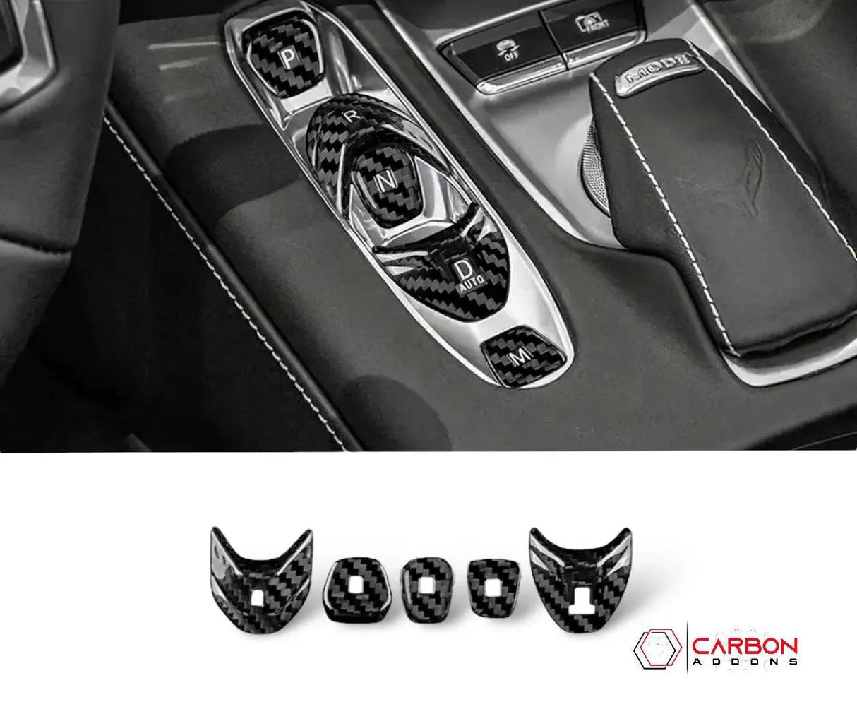 C8 Corvette Carbon Fiber Gear Shift Button Cover