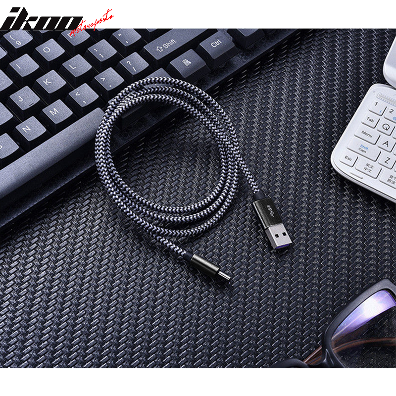 Type C USB Charge Cable Fast Charging Data Sync Cable Nylon 6Ft 2Pcs