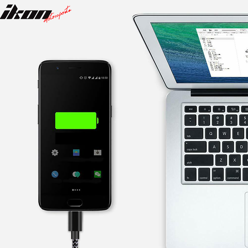 Type C USB Charge Cable Fast Charging Data Sync Cable Nylon 6Ft 2Pcs