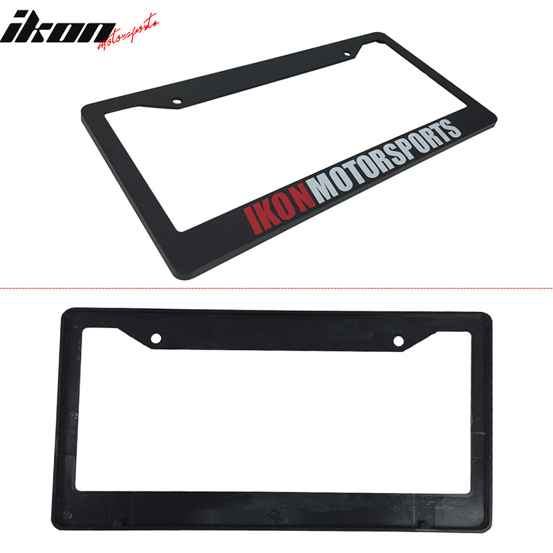 Black License Plate Frame Holder Bracket IKON MOTORSPORTS + Screw Cap