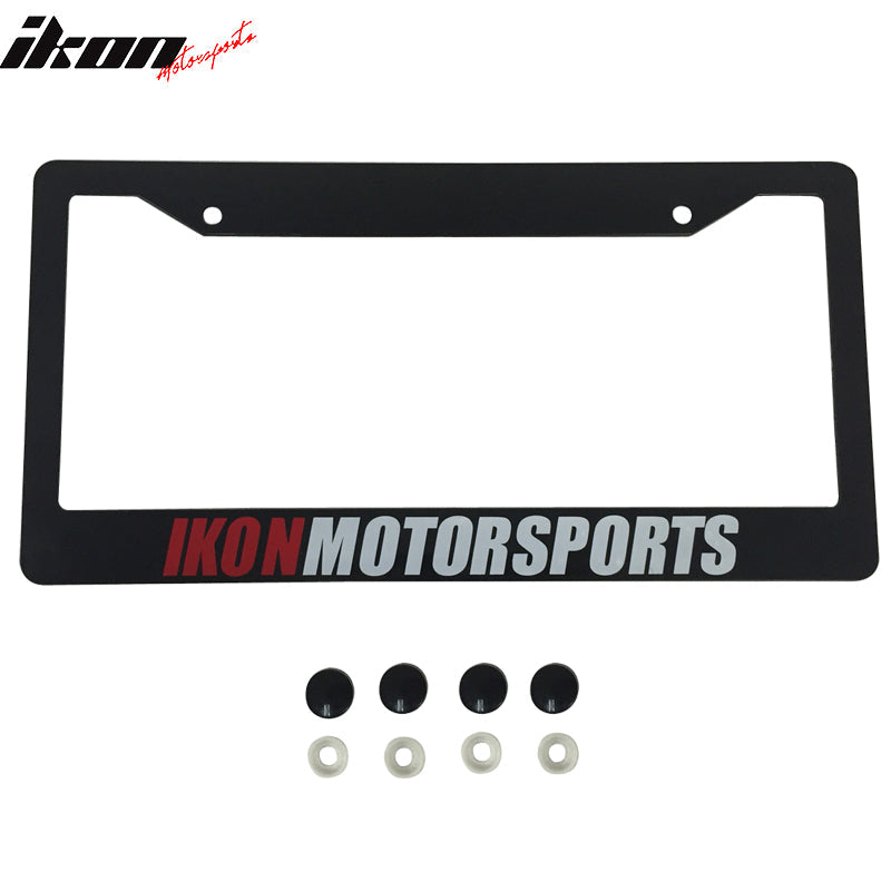 Pair License Plate Frame Holder Bracket IKON MOTORSPORTS + Screw Cap