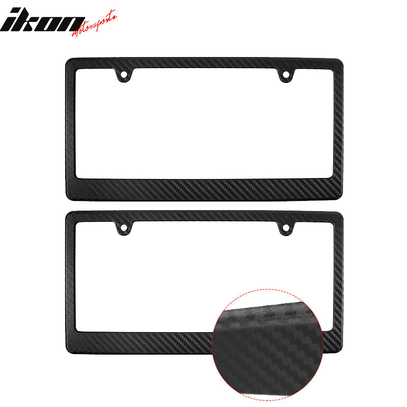 Universal 2PCS License Plate Frame Holder Bracket PP Carbon Texture