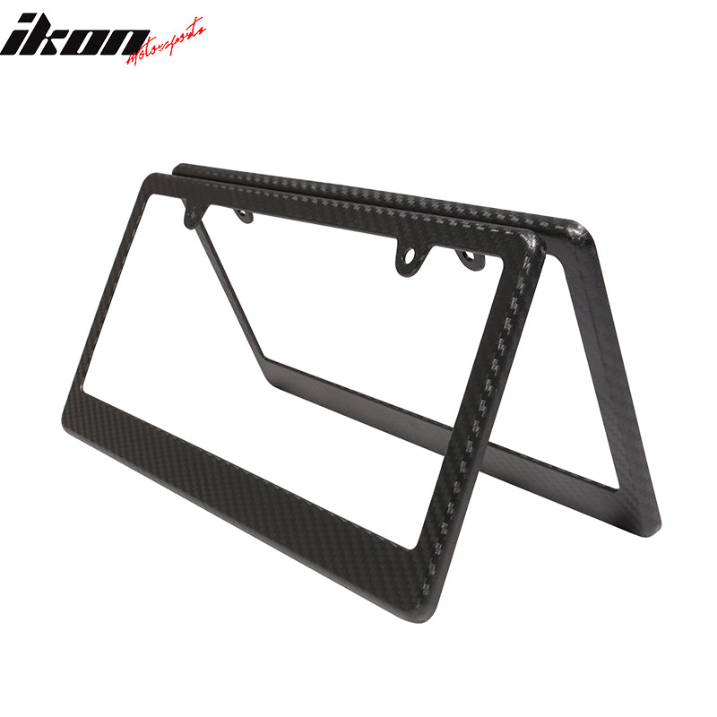 Universal 2PCS License Plate Frame Holder Bracket PP Carbon Texture