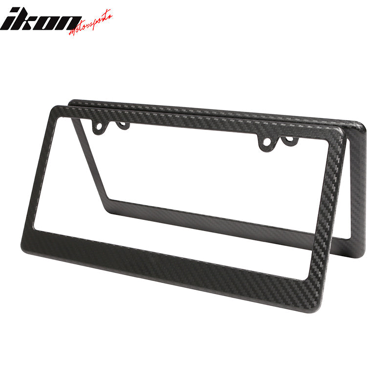 Universal 2PCS License Plate Frame Holder Bracket PP Carbon Texture